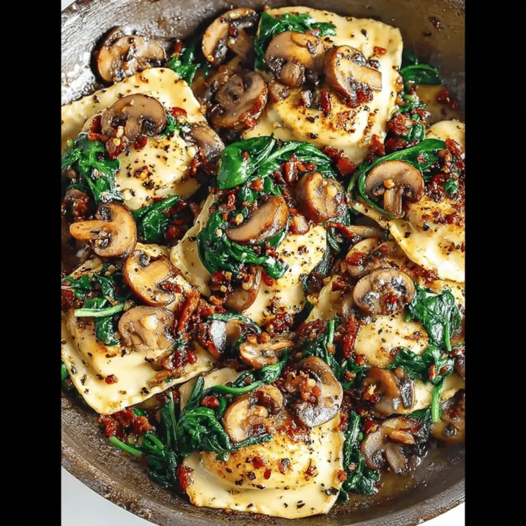 Mushroom Ravioli with Spinach