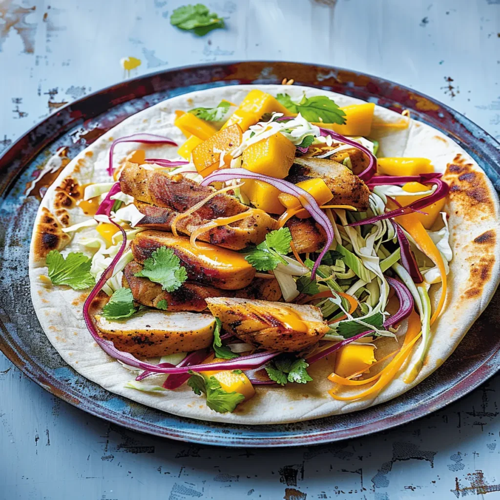 Spicy Chicken Wraps with Mango Slaw