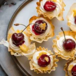 Crispy Cherry Phyllo Cups with Lemon Cream