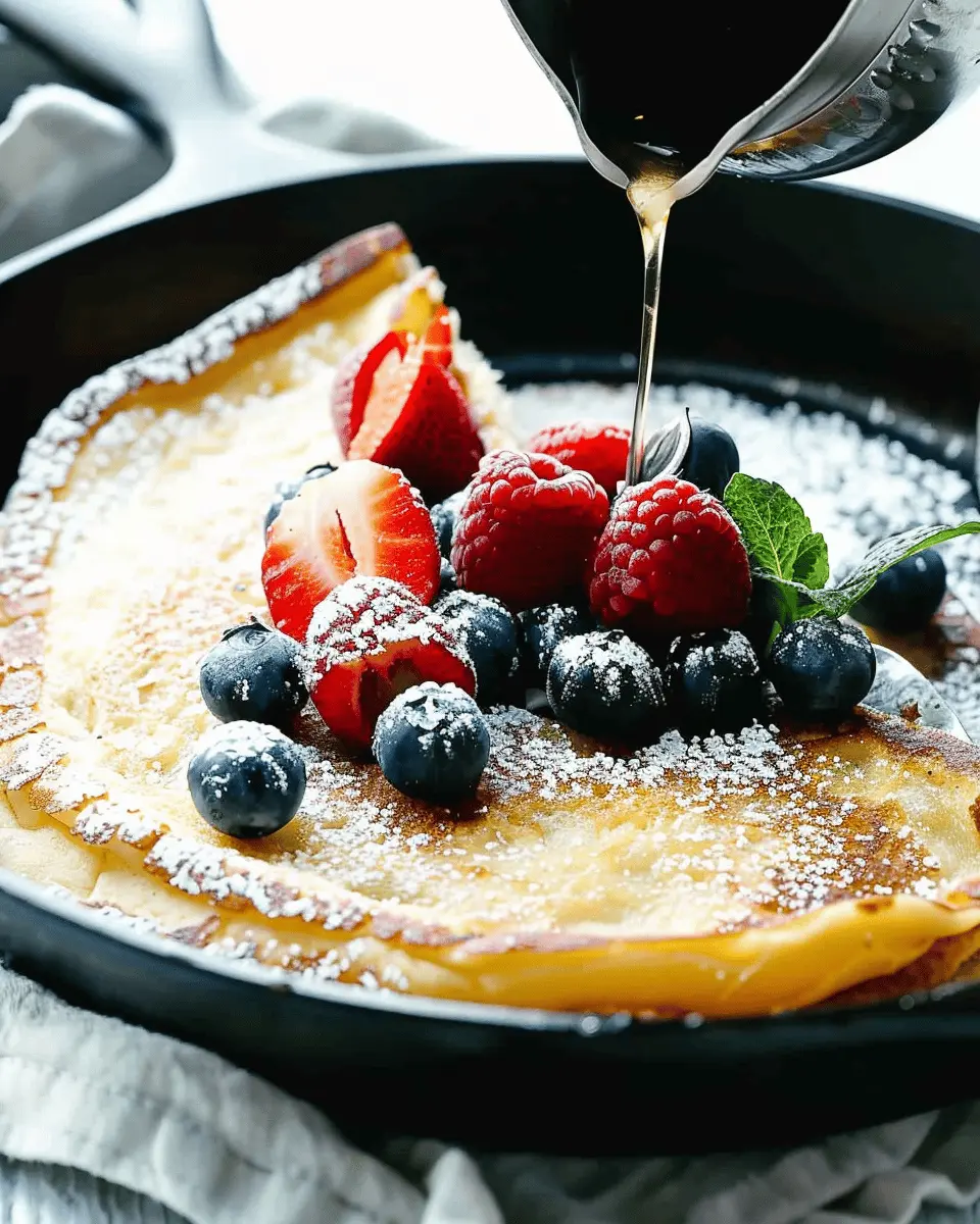 Best Ever German Oven Pancakes with Turkey Bacon and Berries