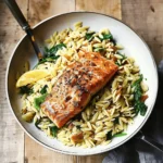 One Skillet Salmon with Lemon Orzo
