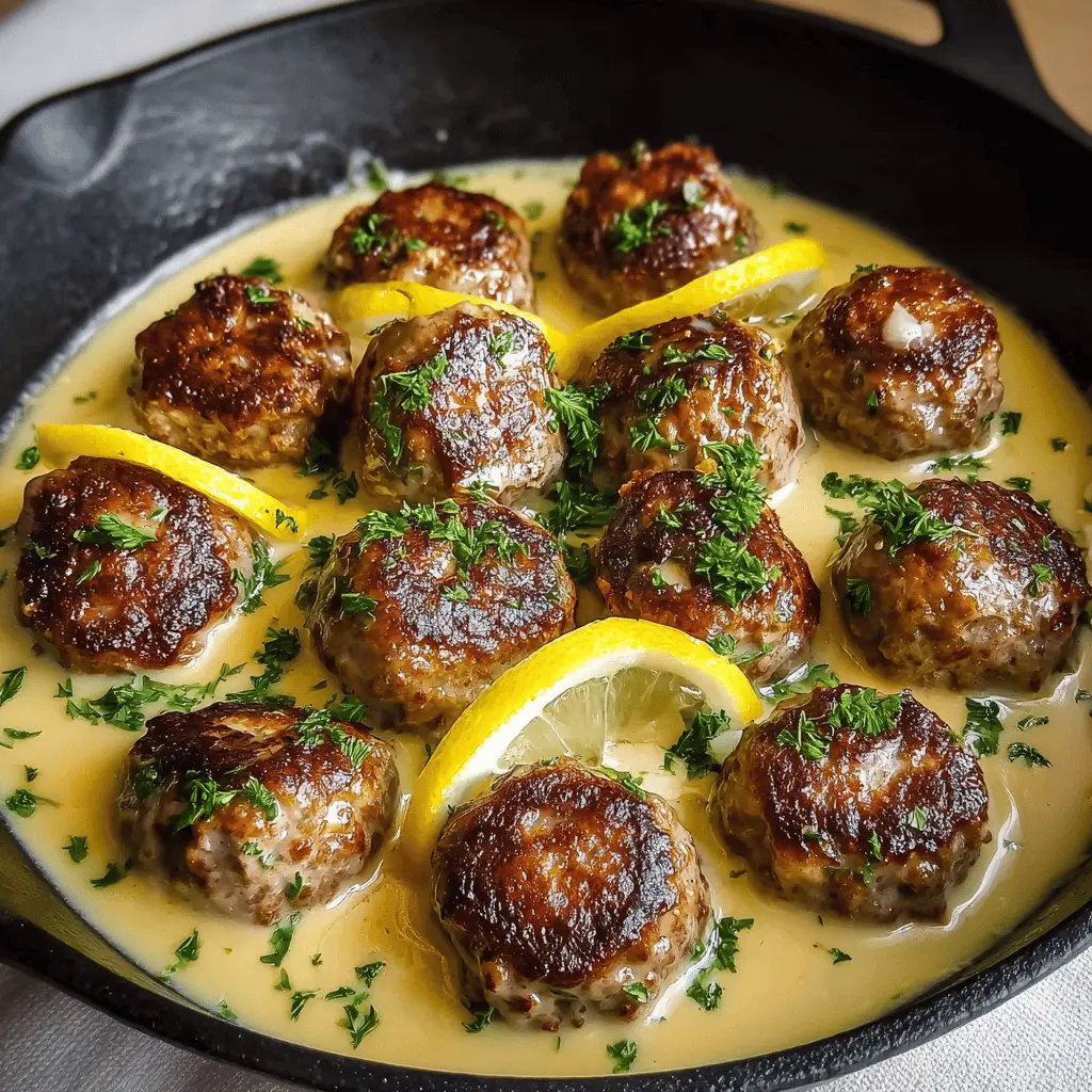 Savory Meatballs in Lemon Sauce for a Comforting Dinner Delight