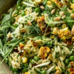 Grilled Corn Orzo Salad With Scallion Dill Dressing
