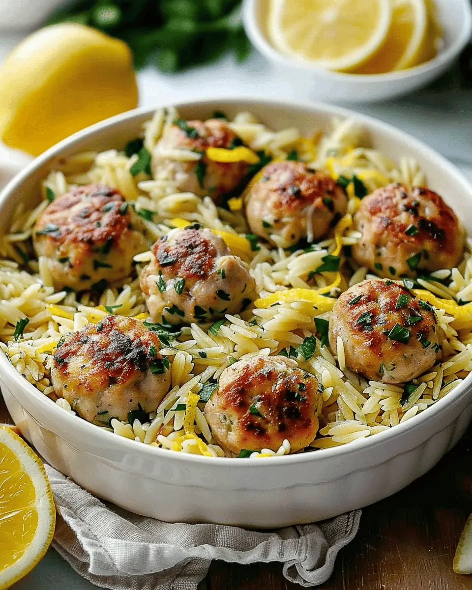 Greek Chicken Meatballs with Lemon Orzo: Easy Family Delight