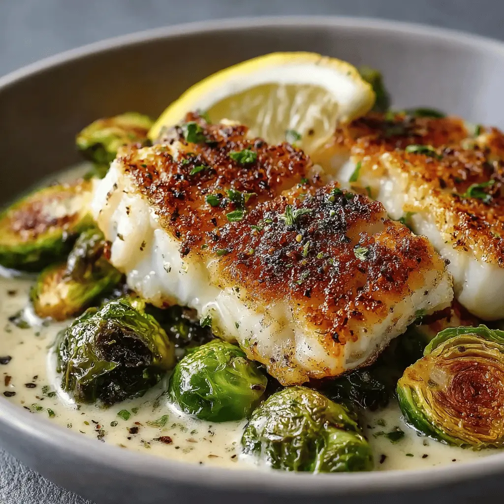 Lemon Garlic Butter Cod Bowls: Easy Roasted Brussels Sprouts Recipe