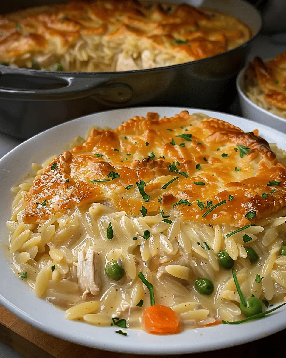 Creamy Chicken Pot Pie Orzo: Indulgent Comfort Food Made Easy