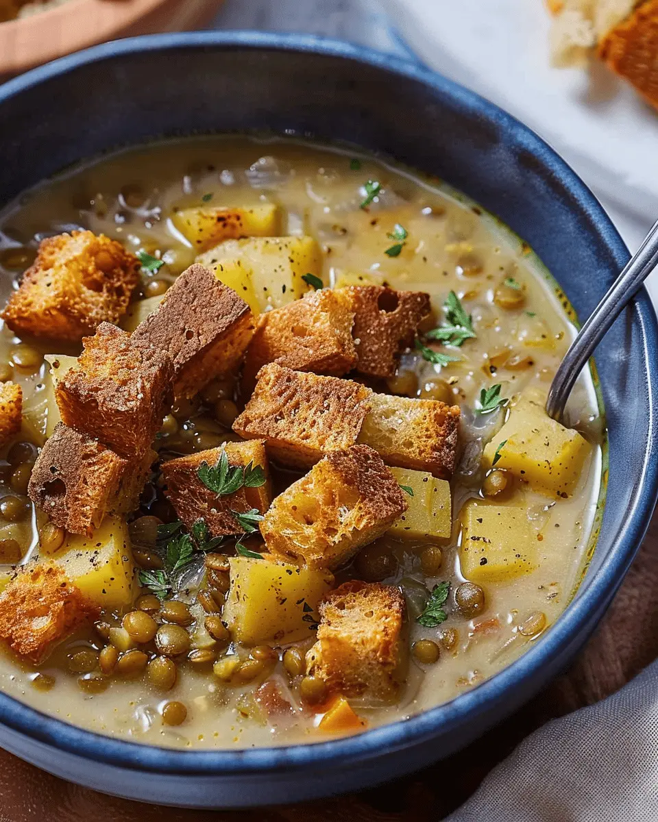 Lentil Potato Soup: Easy Comfort with Homemade Croutons