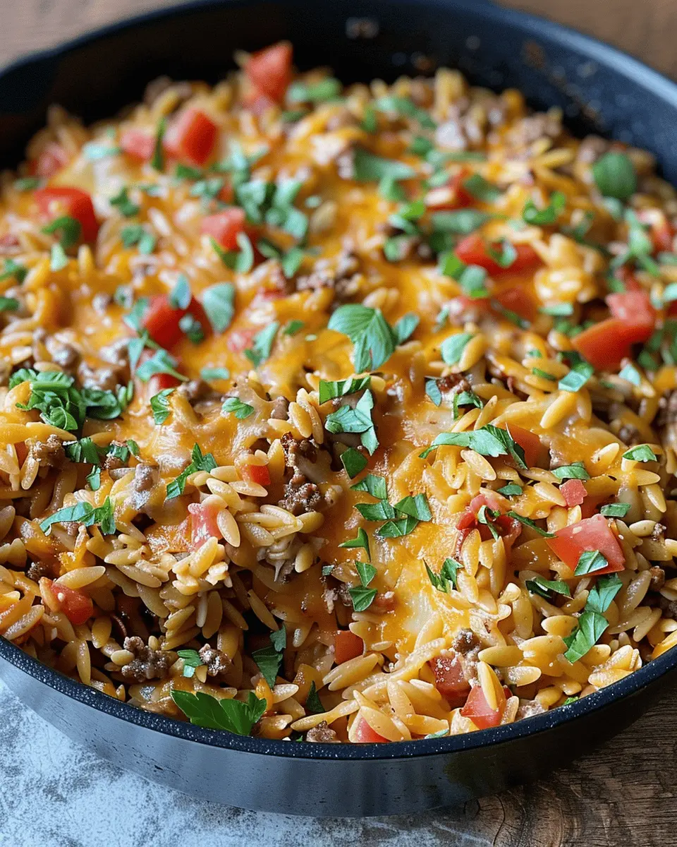 One-Pot Cheeseburger Orzo Skillet: Easy and Delicious Comfort Food