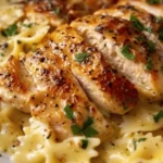 Garlic Butter Chicken with Creamy Parmesan Bowtie Pasta