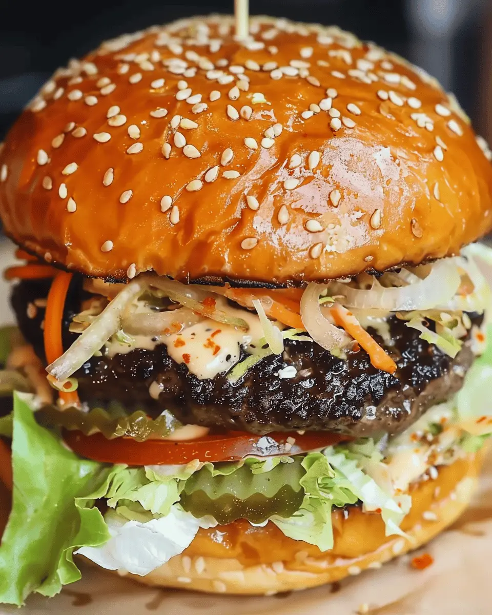 Asian Burger Delight: Juicy Turkey Bacon and Chicken Ham Twist