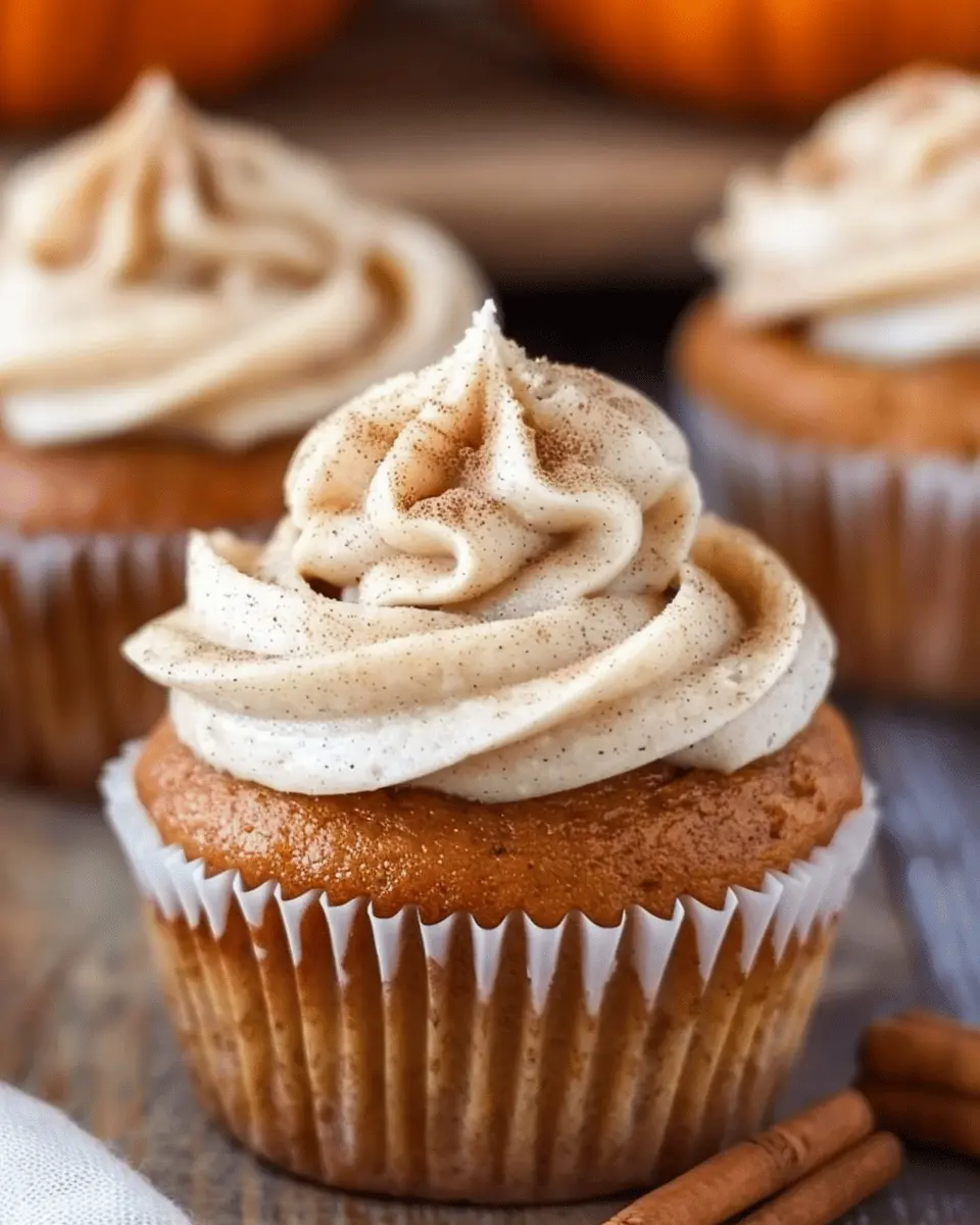 Pumpkin Cupcakes with Cinnamon Cream Cheese Frosting Delight