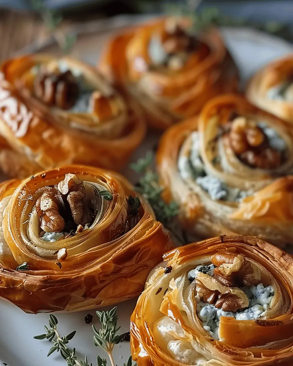 Blue Cheese Walnut Thyme Puff Pastry Twirl Recipe: Easy Delight