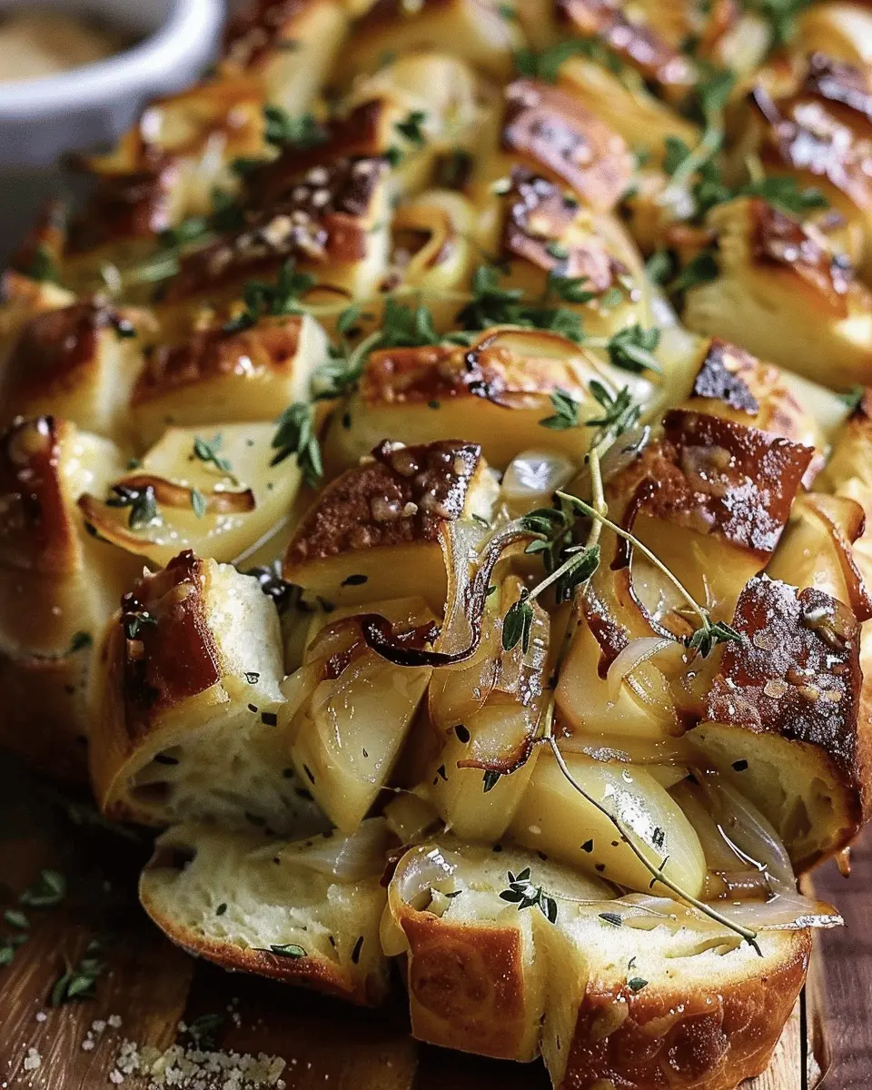 Brie Pull-Apart Bread with Pear and Caramelized Onions: Easy Indulgence