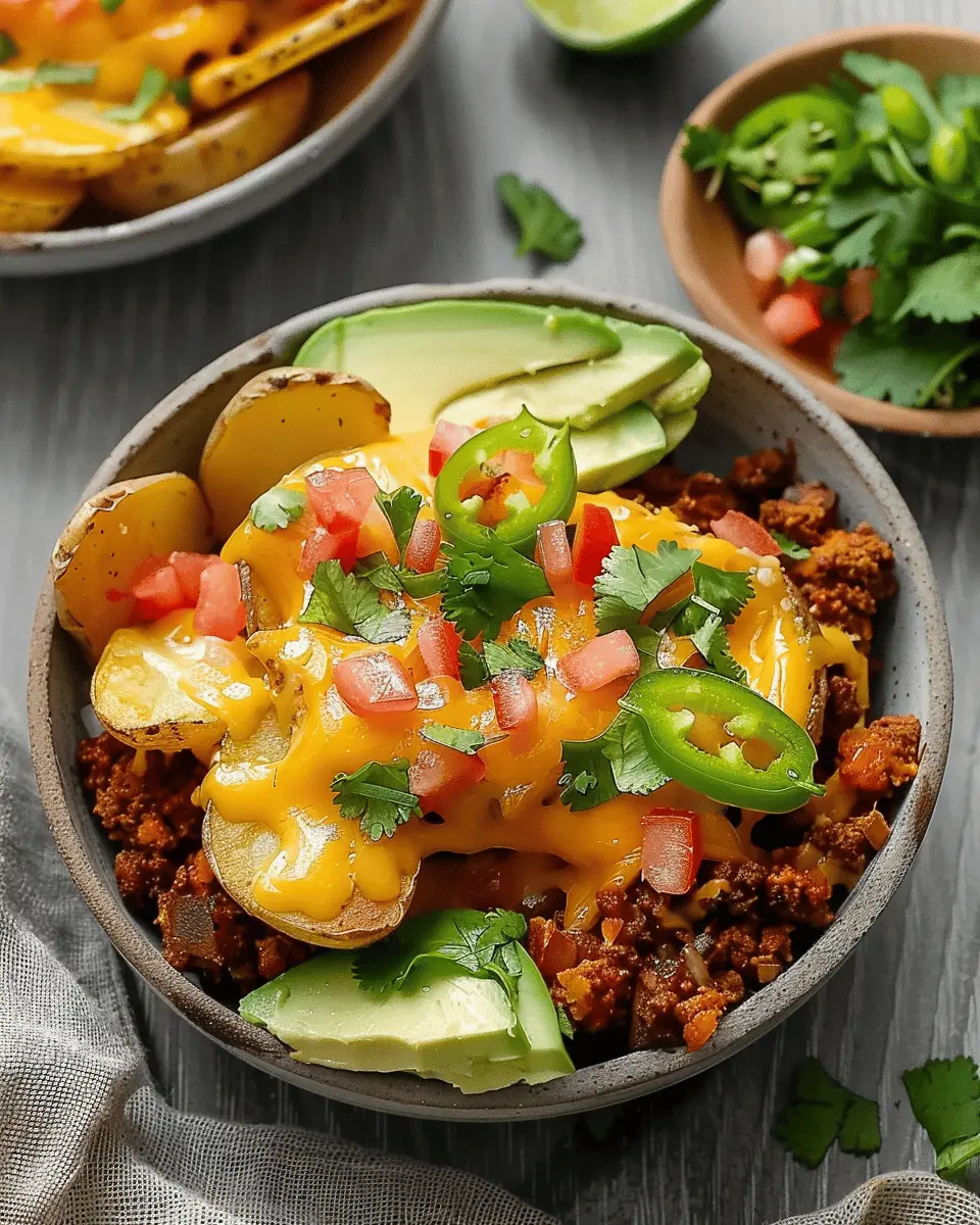 Loaded Fiesta Potato Bowls: Crispy, Cheesy, and Turkey Bacon Delight