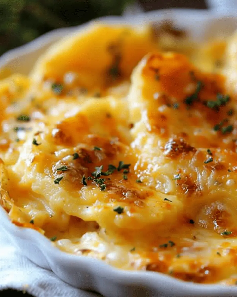 Cheesy Scalloped Potatoes with Turkey Bacon and Chicken Ham Delight