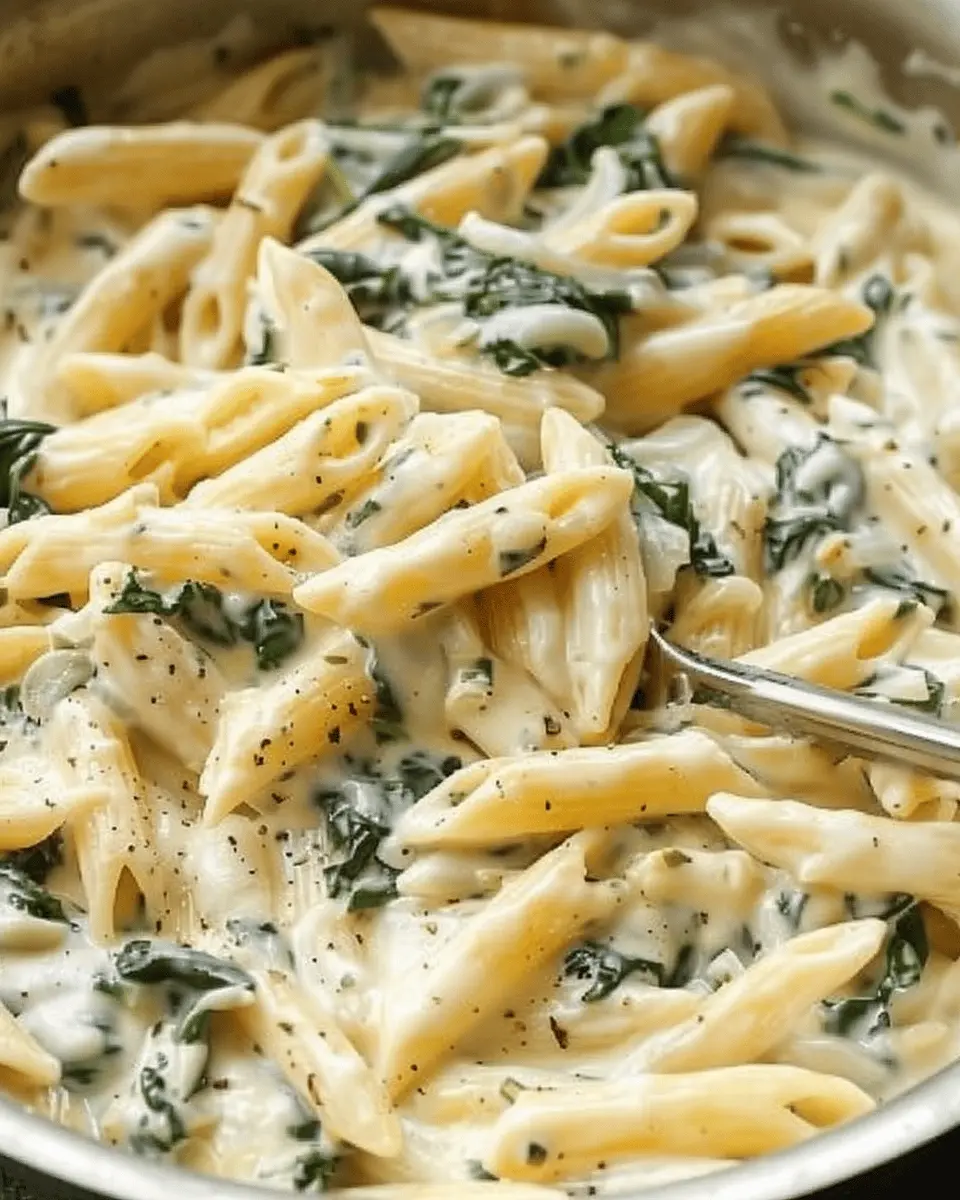 Spinach Alfredo Pasta with Turkey Bacon: A Creamy Delight
