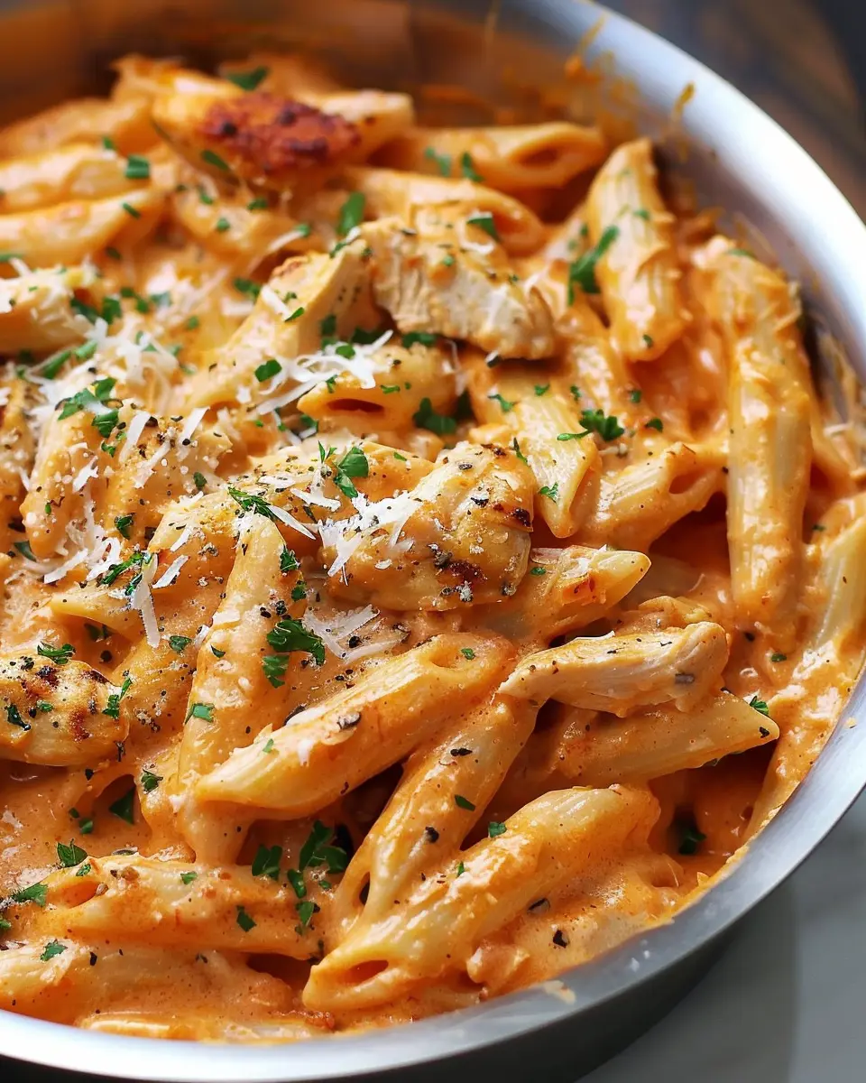 Creamy Chicken Penne Alla Vodka with Turkey Bacon Delight