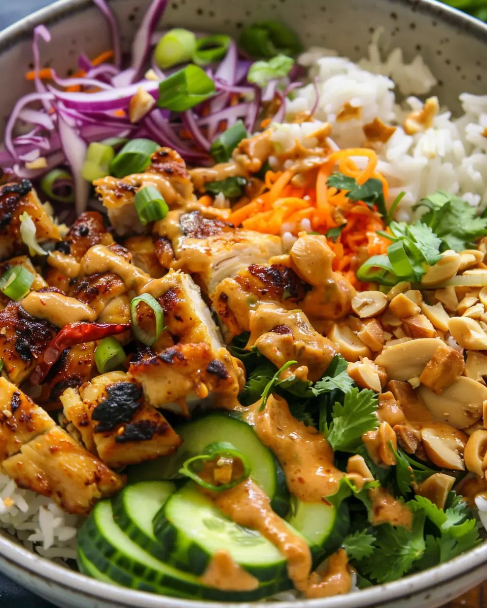 Chicken Satay Spring Roll Bowls: Easy Fresh Flavor Fusion