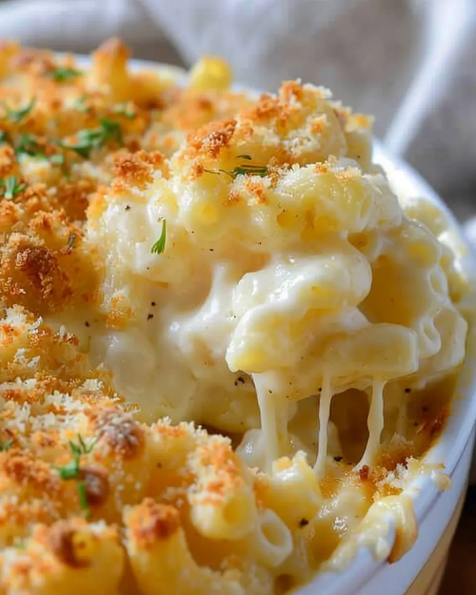 Baked Mac and Cheese: Indulgent Creamy Delight with Turkey Bacon