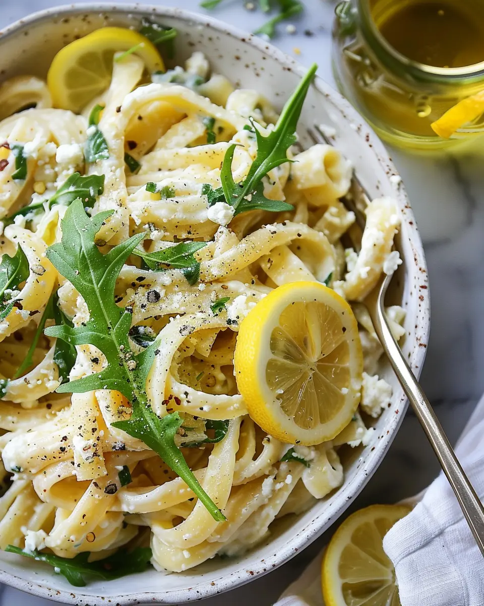 Lemon Ricotta Pasta: Easy Arugula Delight with Turkey Bacon