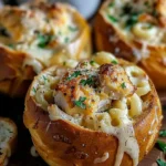 Chicken Alfredo Garlic Bread Bowls