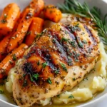 Garlic Herb Chicken with Mashed Potatoes and Glazed Carrots