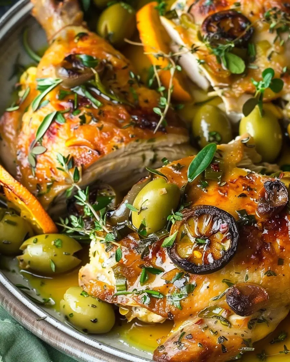 Herb Roasted Chicken with Warm Olives and Citrus: A Juicy Delight