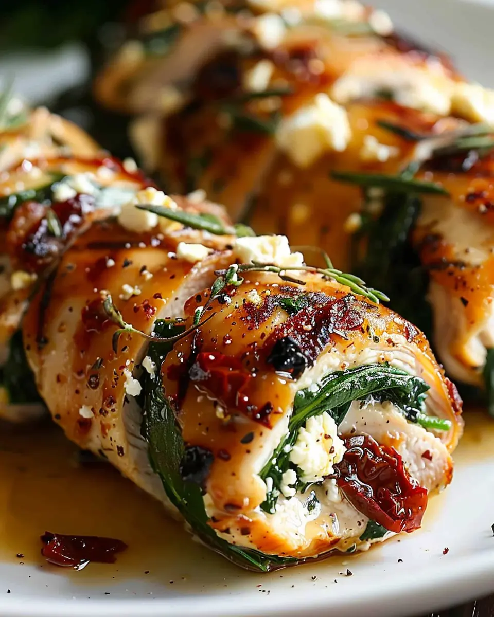 Rolled Up Chicken with Feta: Easy Spinach and Sun-Dried Tomato Delight