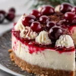 Christmas Cheesecake with Cranberry Jam and White Chocolate Mousse