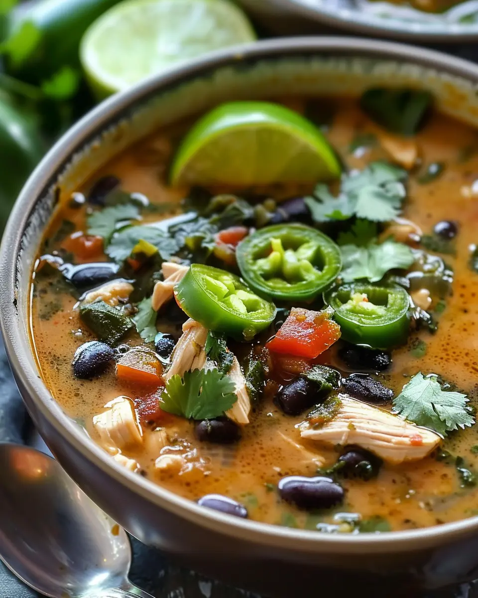 Chicken Poblano Soup: Hearty Comfort with Black Beans and Turkey Bacon