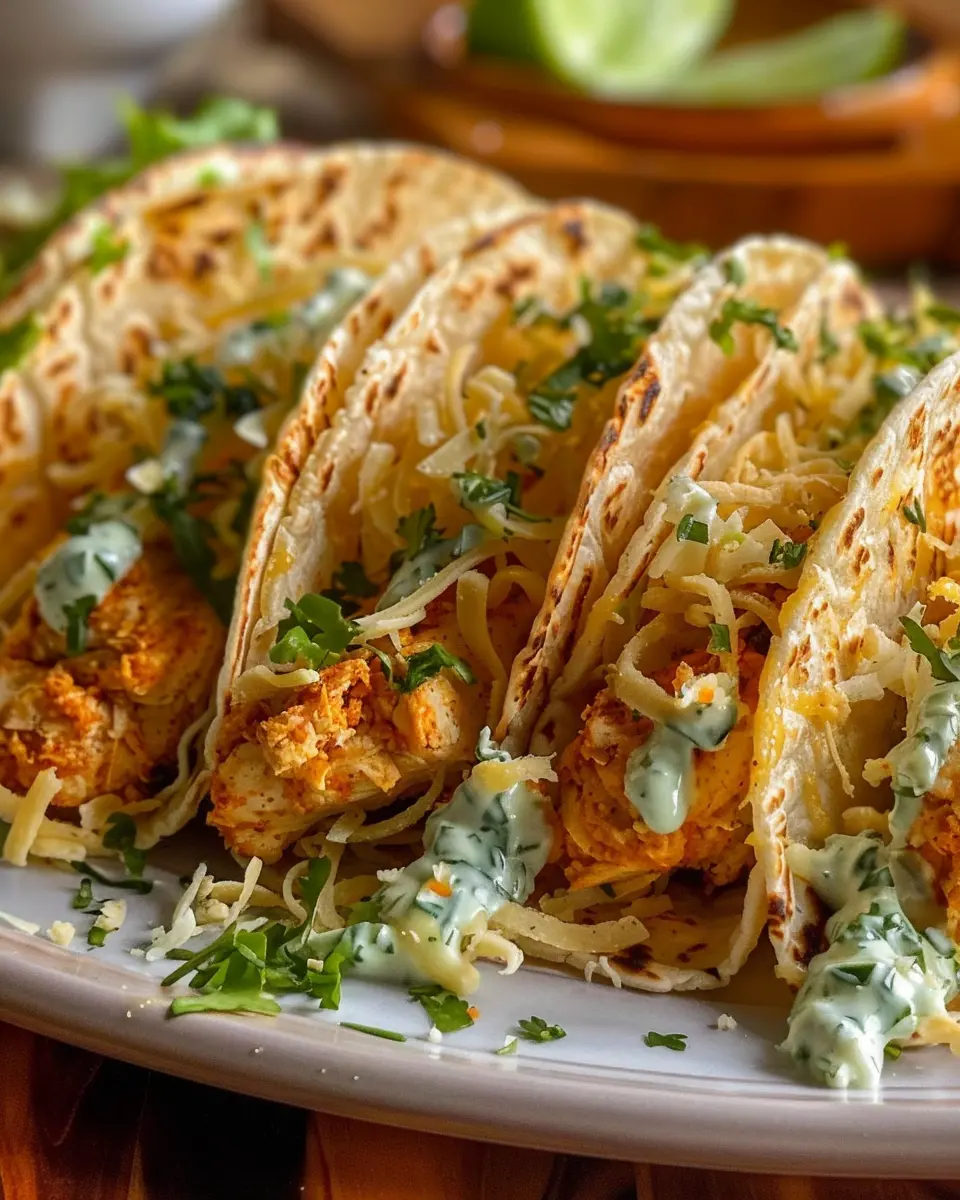 Dill Pickle Ranch Smash Chicken Tacos with Crispy Cheese Delight