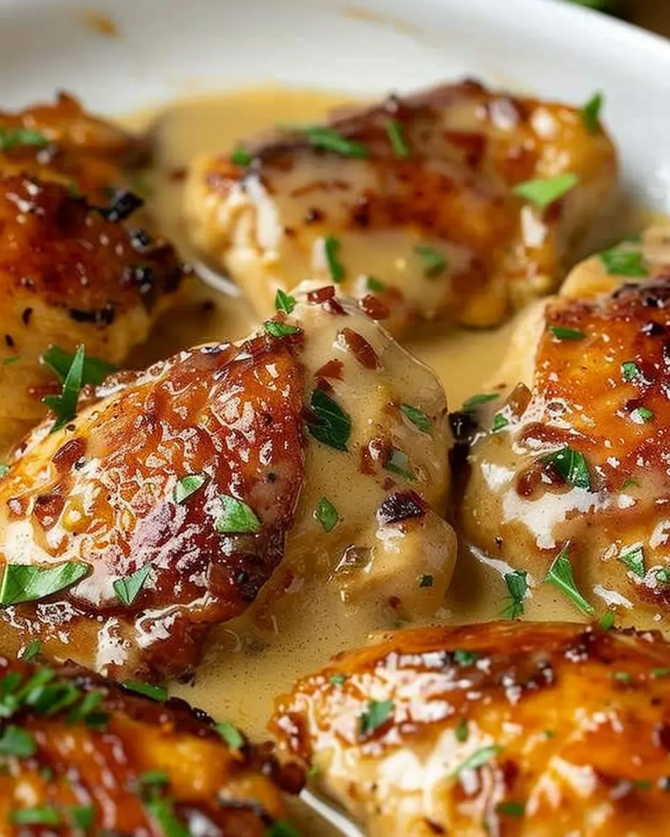 Smothered Chicken: Juicy Recipe with Turkey Bacon and Chicken Ham