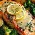 Lemon Butter Salmon with Crispy Potatoes and Broccoli Recipe
