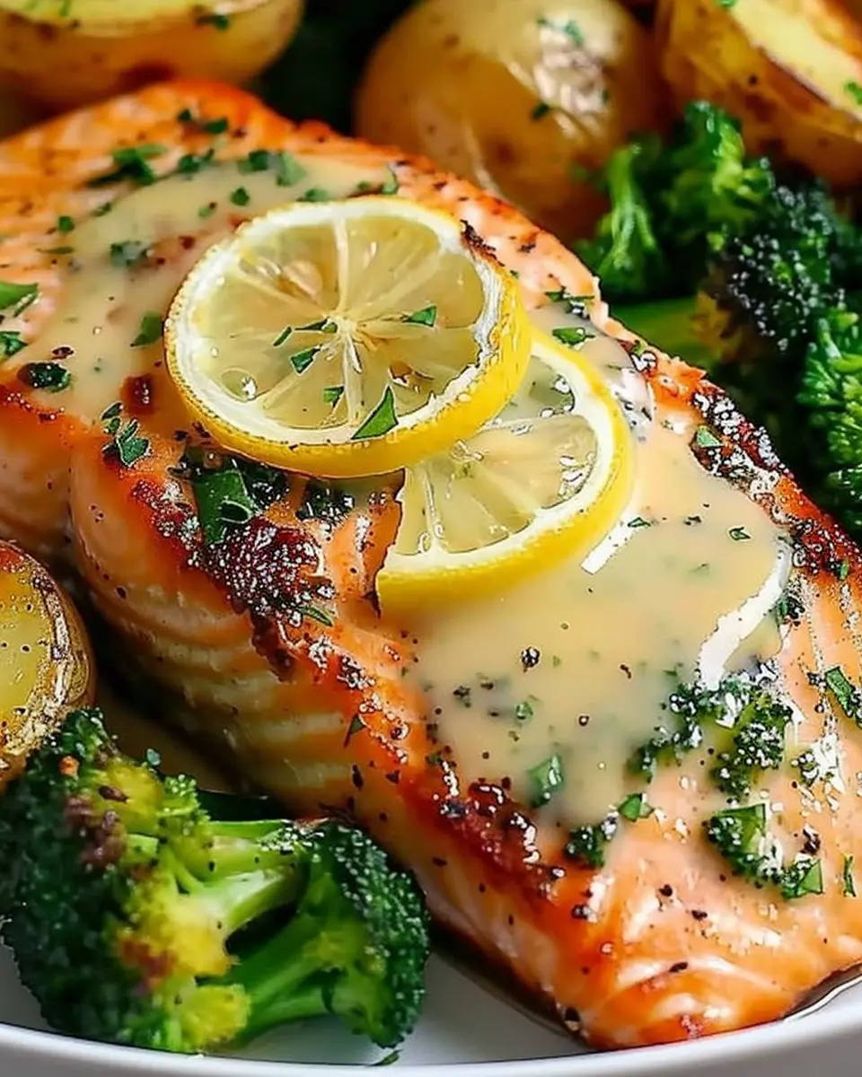 Lemon Butter Salmon: Easy Recipe with Crispy Potatoes & Broccoli