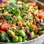 Crunchy Asian Edamame Salad with Peanut Dressing Recipe