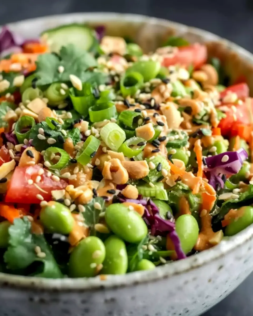Crunchy Asian Edamame Salad: Easy Peanut Dressing Recipe