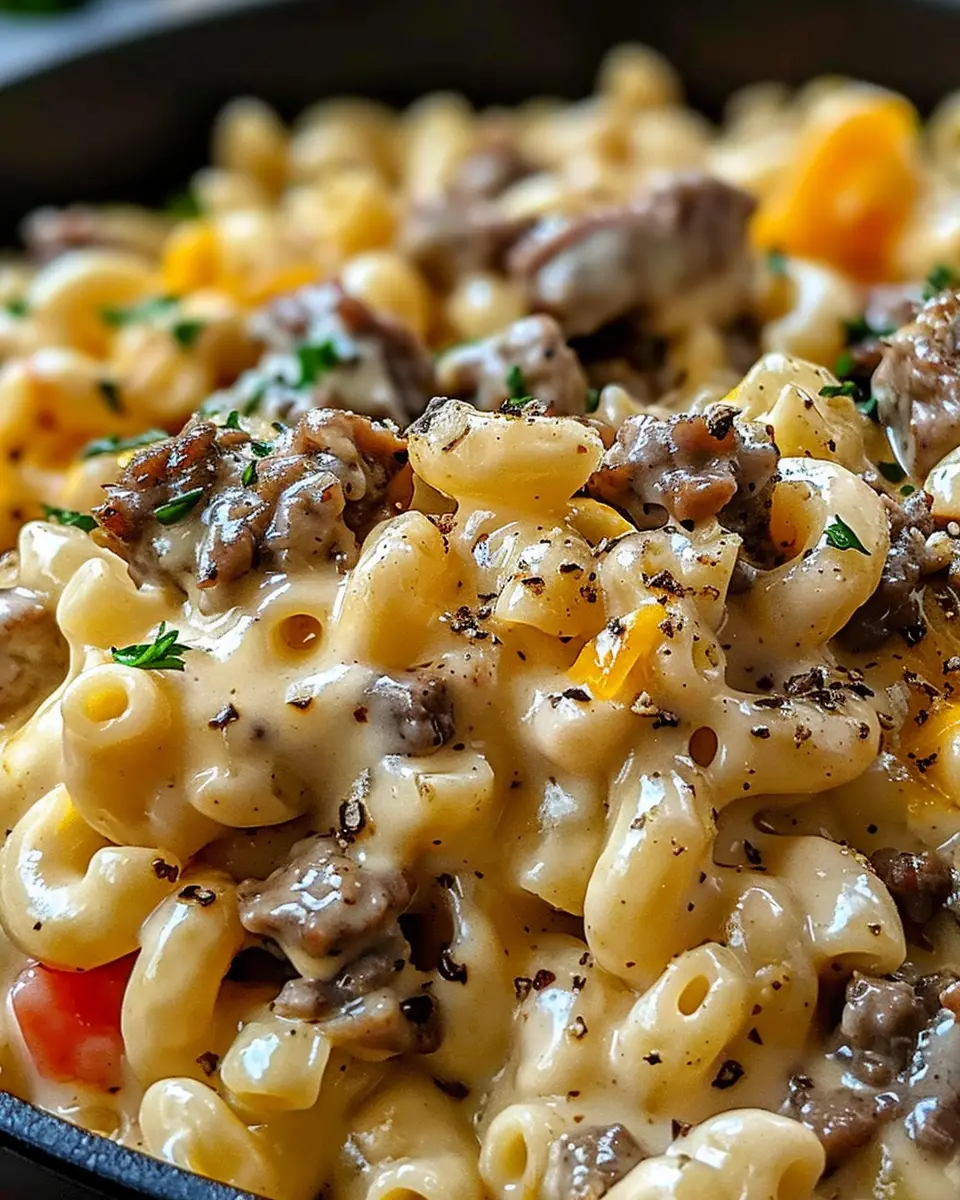 High-Protein Creamy Philly Cheesesteak Mac Cheese Bliss Recipe