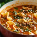 Simple Lasagna Soup with Sausage and Ground Beef
