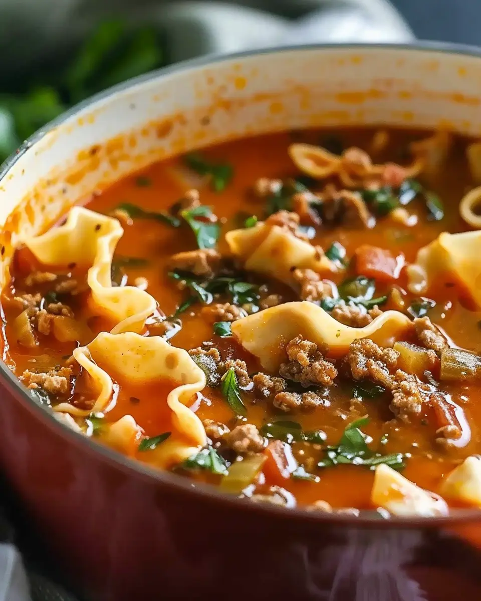 Simple Lasagna Soup with Sausage and Ground Beef for Cozy Nights