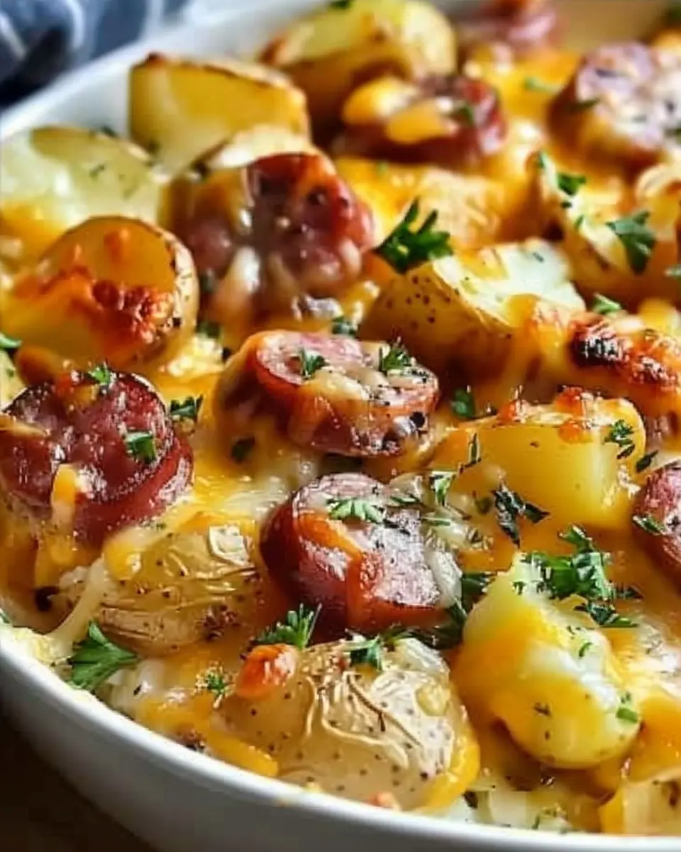 Cheesy Ranch Potatoes with Smoked Sausage for a Cozy Dinner