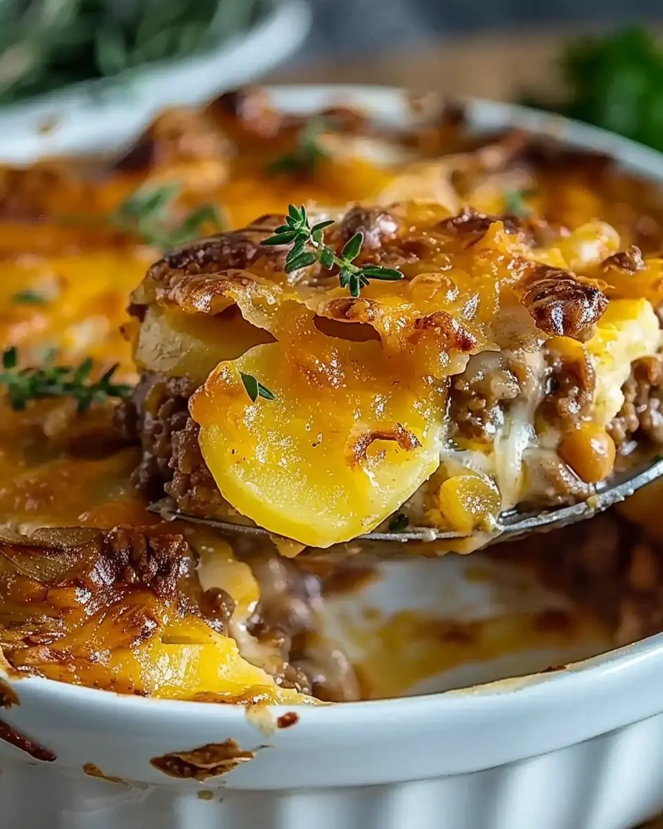 Hearty Hamburger Potato Casserole: Cozy Dinner Delight with Turkey Bacon