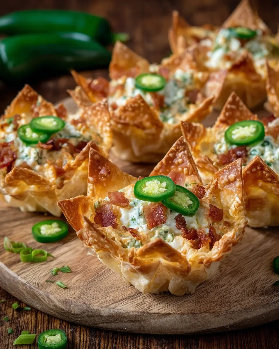 Jalapeno Popper Wonton Cups: Easy Turkey Bacon Delight
