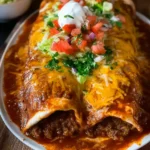 Beef and Bean Burritos Smothered with Red Chile Chimayo