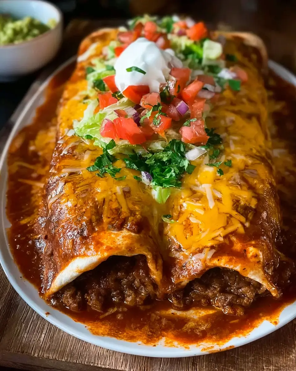 Beef and Bean Burritos Smothered with Red Chile Chimayo Bliss