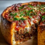 Homemade Chicago-Style Deep Dish Beef Pizza