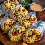 Sheet Pan Breakfast Burritos with Creamy Chipotle Sauce