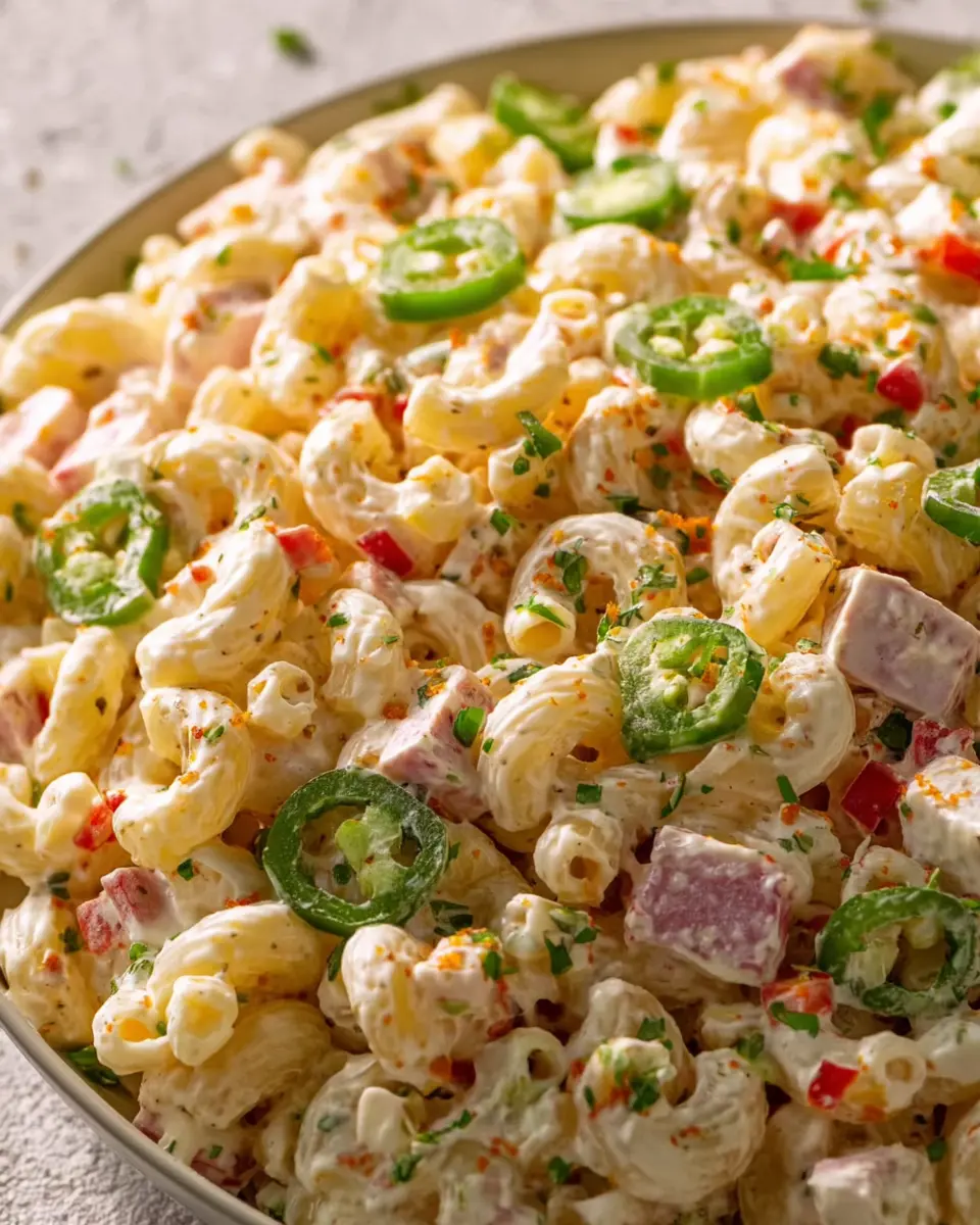 Mexican Macaroni Salad with Turkey Bacon and Chicken Ham Delight