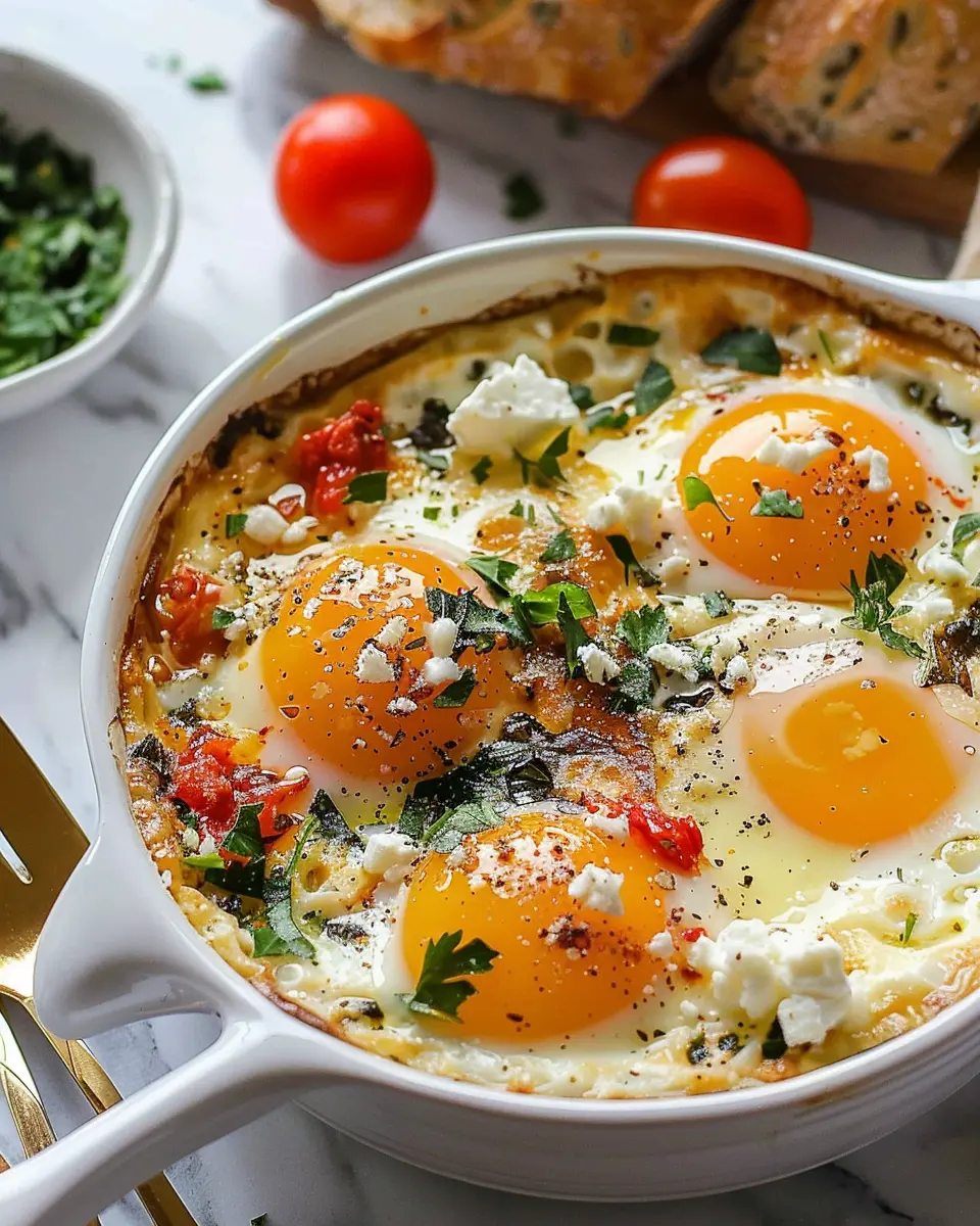 Baked Feta Eggs Recipe: Easy &amp; Indulgent Breakfast Delight