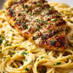 Garlic Butter Chicken and Creamy Parmesan Spaghetti