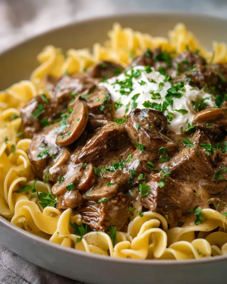 Beef Stroganoff: Indulgent Creamy Recipe with Turkey Bacon Delight
